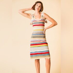 Veronica Beard dulce Multicolor Striped Midi Dress